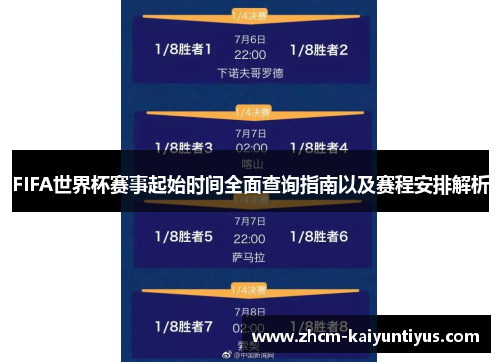 FIFA世界杯赛事起始时间全面查询指南以及赛程安排解析